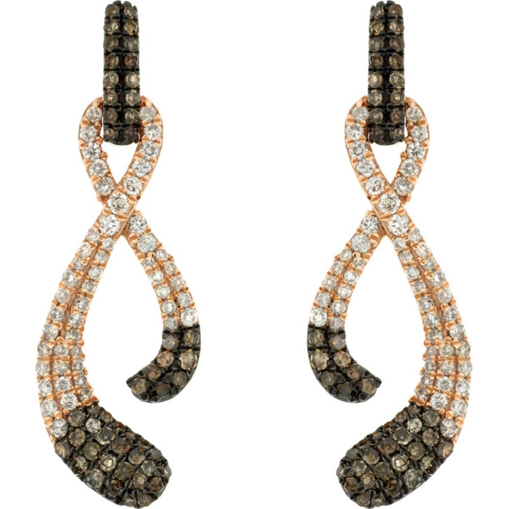 Royal 14K Rose Gold Diamond & Mocha Diamond Earrings - 1 Carat Total Diamond Weight