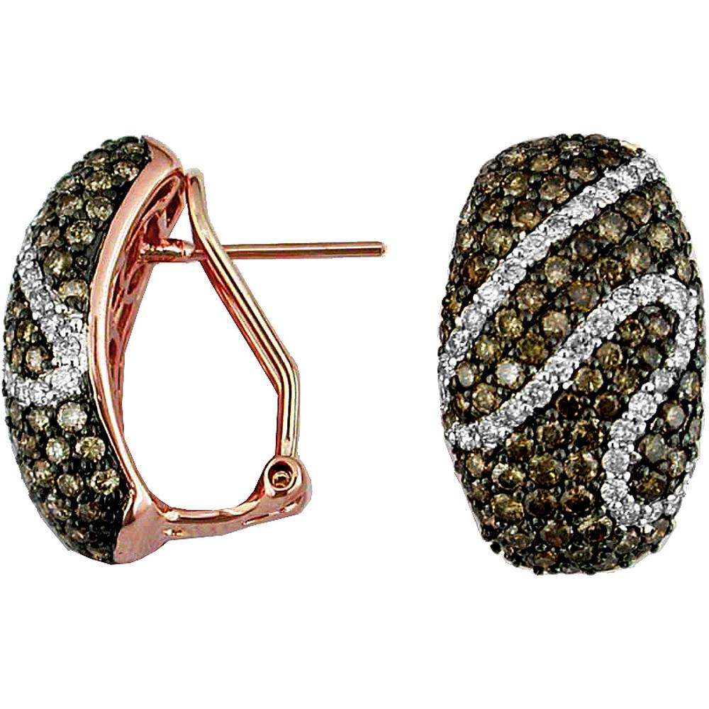 Royal 14K Rose Gold Diamond & Mocha Diamond Earrings - 3.33 Carat Total Diamond Weight