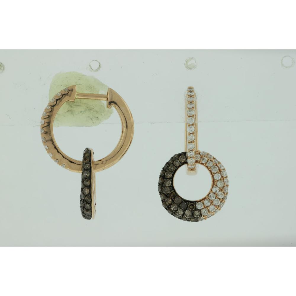 Royal 14K Rose Gold Diamond & Mocha Diamond Earrings - Elegance in Rosy Hues