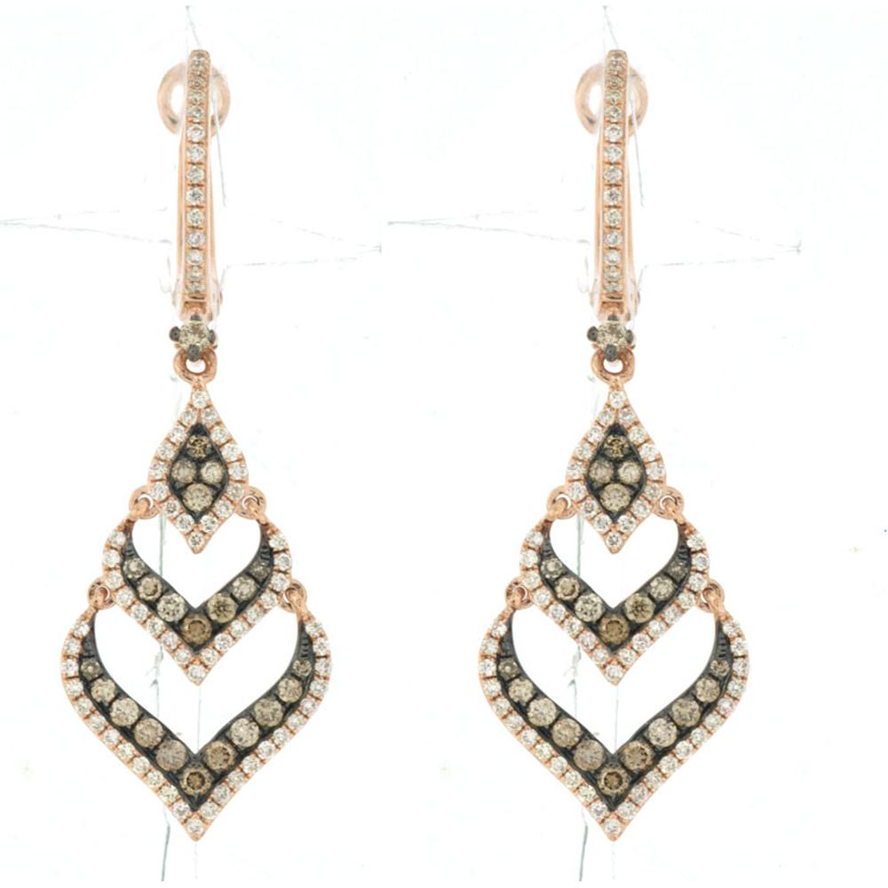 Royal 14K Rose Gold Diamond & Mocha Diamond Earrings - Timeless Elegance in Rose Gold