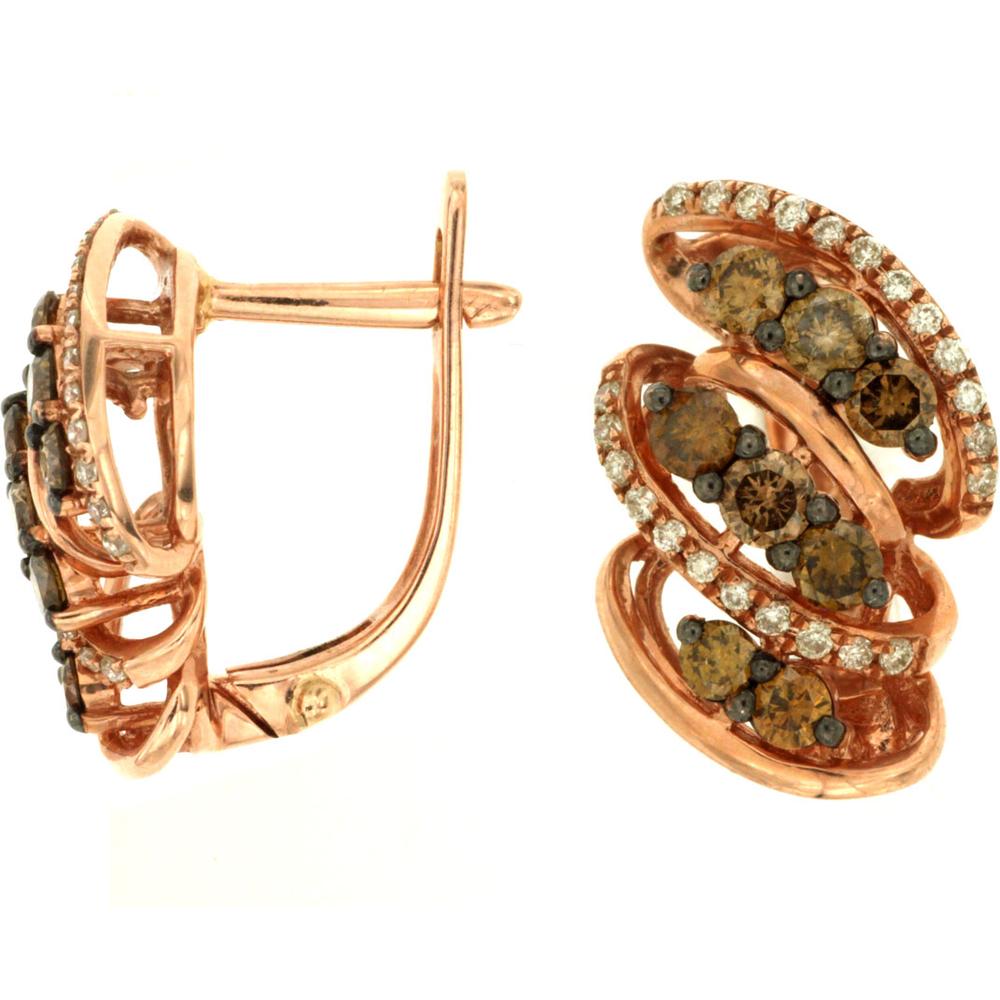 Royal 14K Rose Gold Diamond & Mocha Diamond Earrings - Timeless Elegance