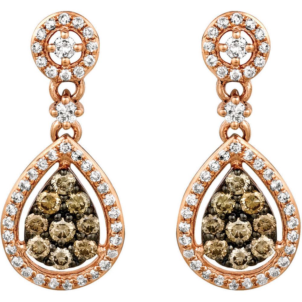 Royal 14K Rose Gold Diamond & Mocha Diamond Enchanting Earrings - 0.32 Carat & 0.40ct