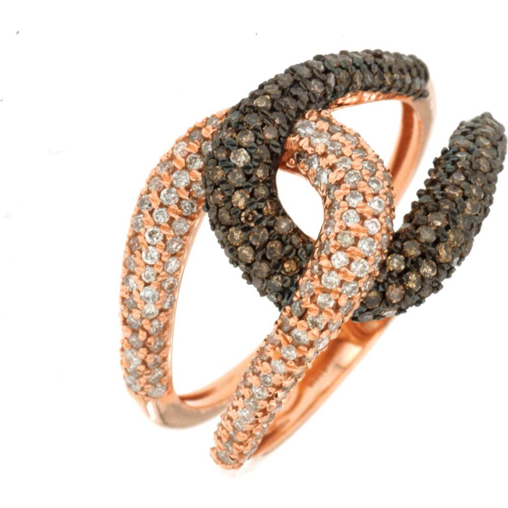 Royal 14K Rose Gold Diamond & Mocha Diamond Fancy Link Ring - 0.88 Carat Total Diamond Weight
