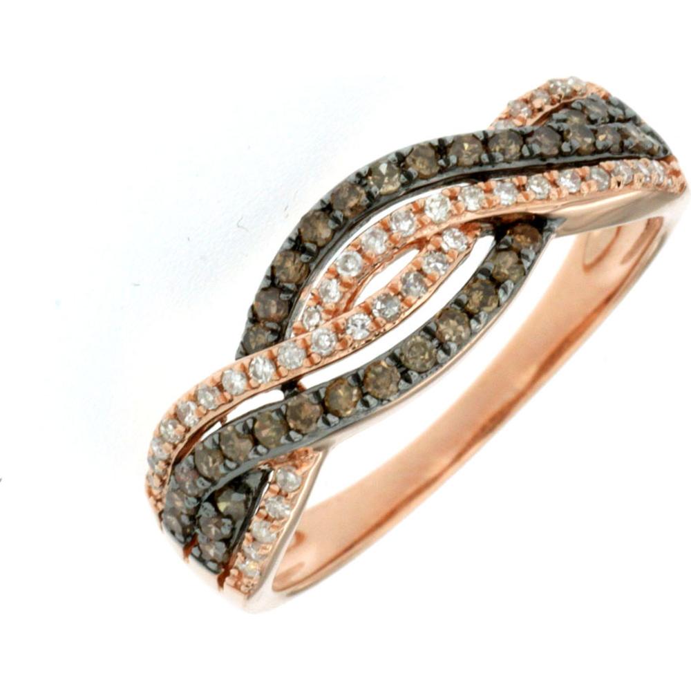 Royal 14K Rose Gold Diamond & Mocha Diamond Free Form Ring - 0.13 Carat Diamond, 0.30 Carat Mocha Diamond
