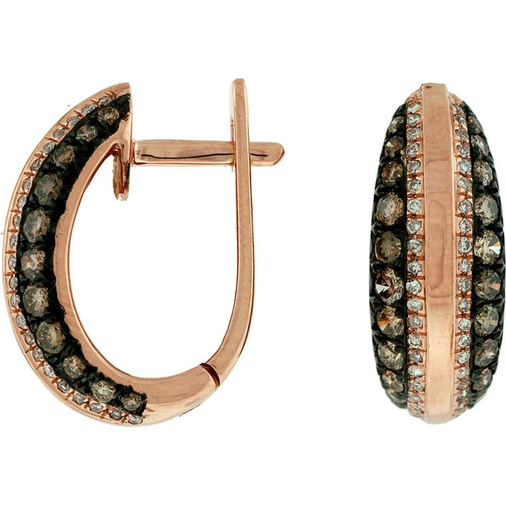 Royal 14K Rose Gold Diamond & Mocha Diamond Halo Earrings - 1.05 Carat Total Diamond Weight