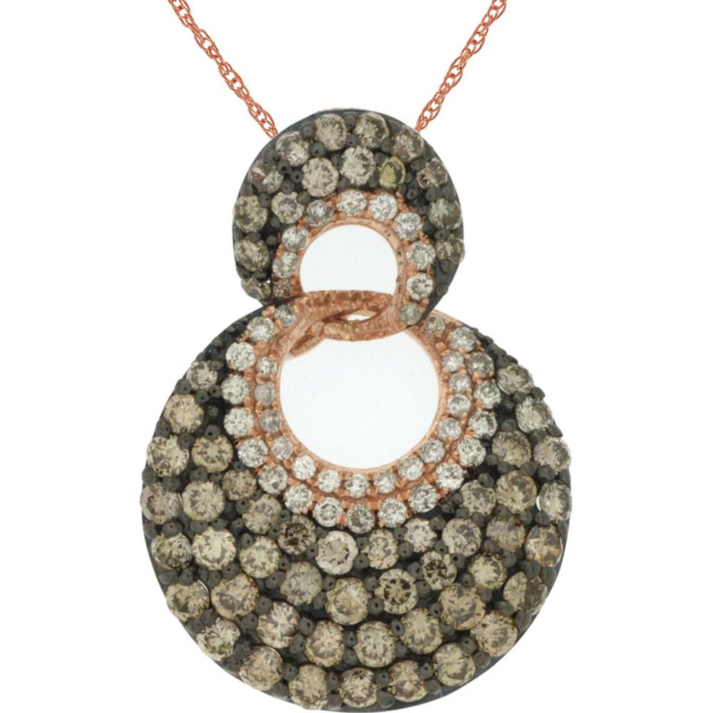 Royal 14K Rose Gold Diamond & Mocha Diamond Halo Pendant Necklace - 1.30 Carat Total Diamond Weight