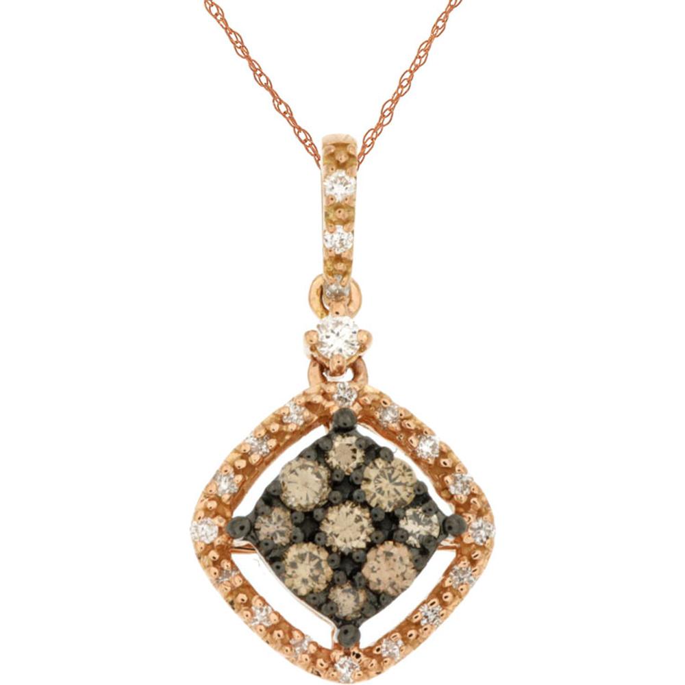 Royal 14K Rose Gold Diamond & Mocha Diamond Halo Pendant Necklace
