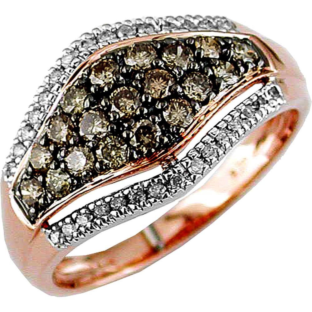 Royal 14K Rose Gold Diamond & Mocha Diamond Halo Ring - 0.12 Carat Center Diamond - 0.53 Carat Mocha Diamond
