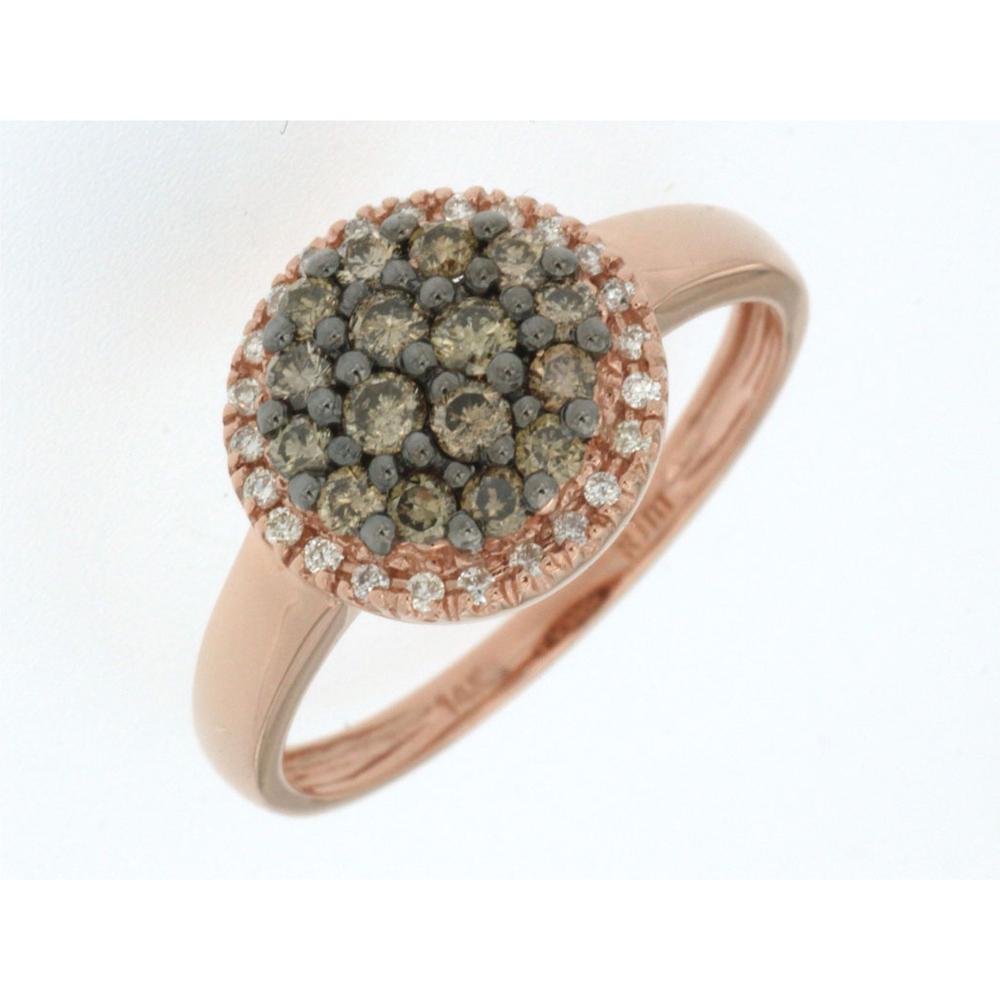 Royal 14K Rose Gold Diamond & Mocha Diamond Halo Ring - 0.55 Carat Total Diamond Weight