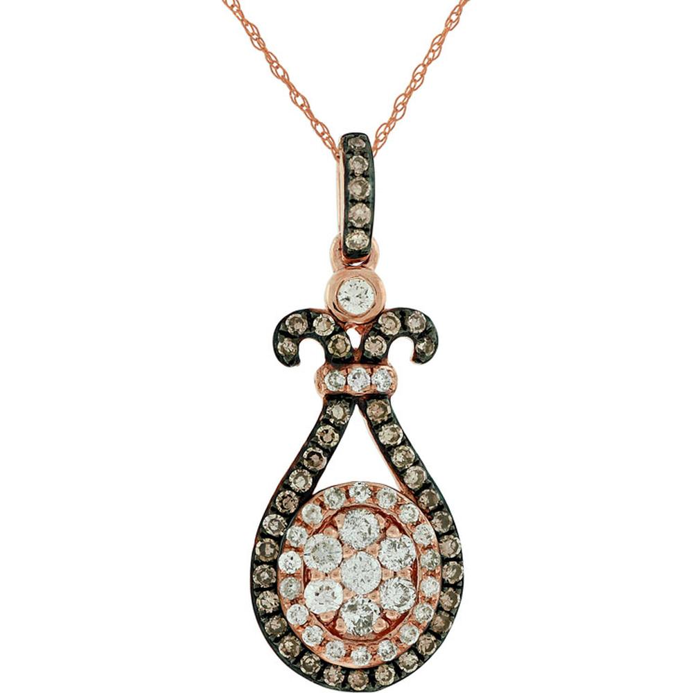 Royal 14K Rose Gold Diamond & Mocha Diamond Pendant - 0.24 Carat Total Diamond Weight