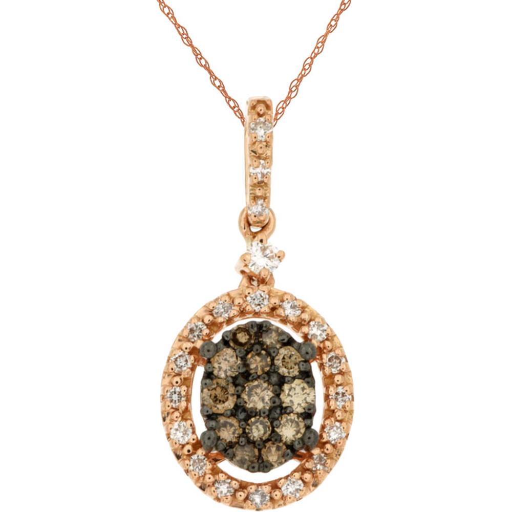 Royal 14K Rose Gold Diamond and Mocha Diamond Pendant - 0.28 Carat Total Diamond Weight