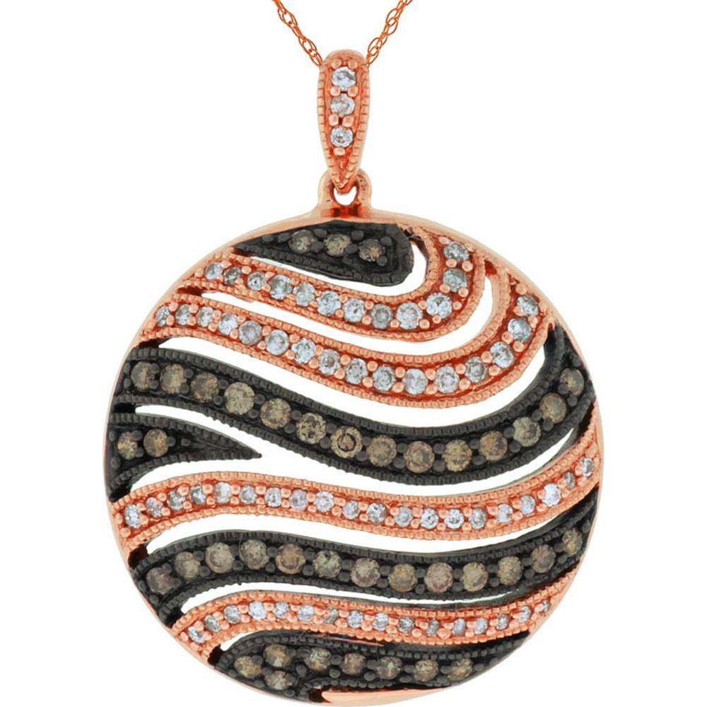 Royal 14K Rose Gold Diamond & Mocha Diamond Pendant - 0.32 Carat Total Diamond Weight