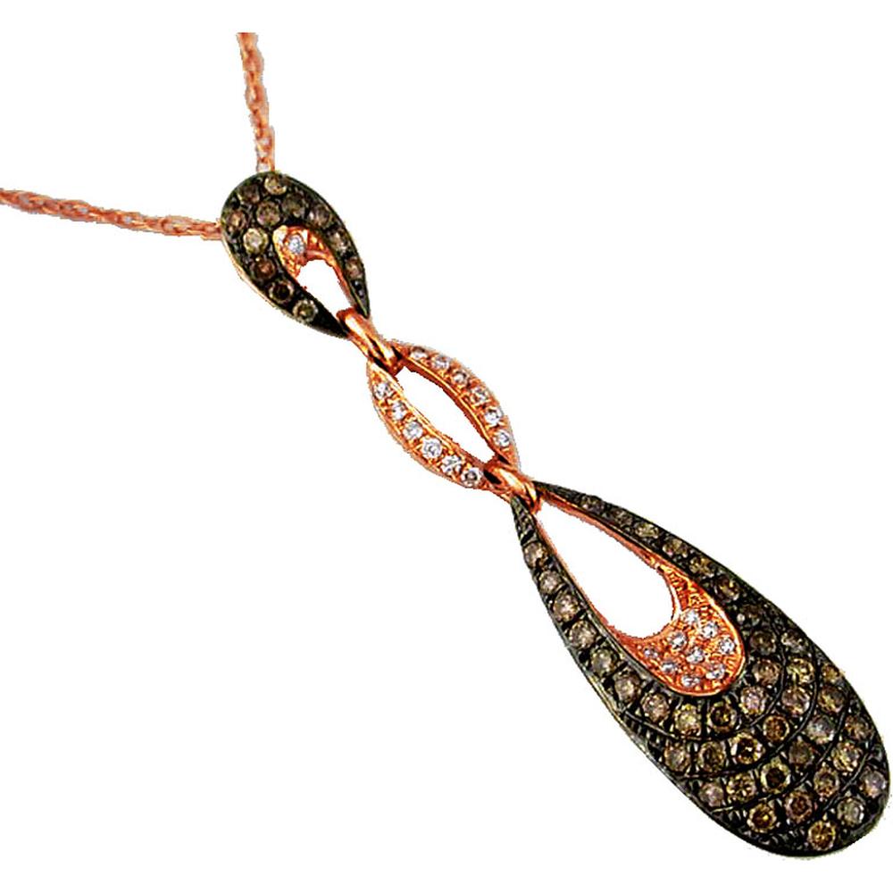Royal 14K Rose Gold Diamond & Mocha Diamond Pendant - 0.49 Carat Total Diamond Weight