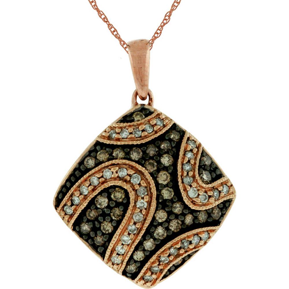 Royal 14K Rose Gold Diamond & Mocha Diamond Pendant - 0.50 Carat Total Diamond Weight