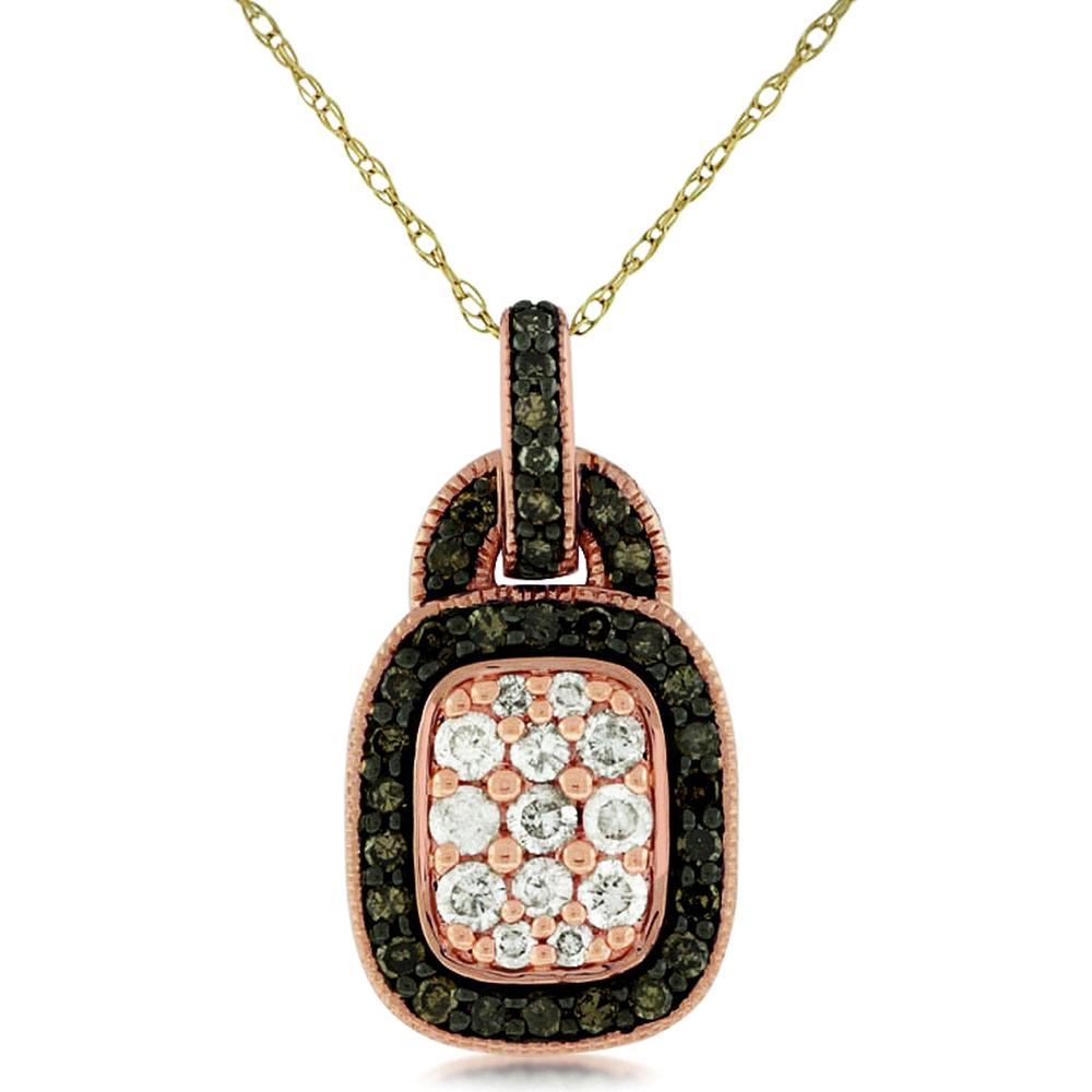 Royal 14K Rose Gold Diamond & Mocha Diamond Pendant - 0.58 Carat Total Diamond Weight