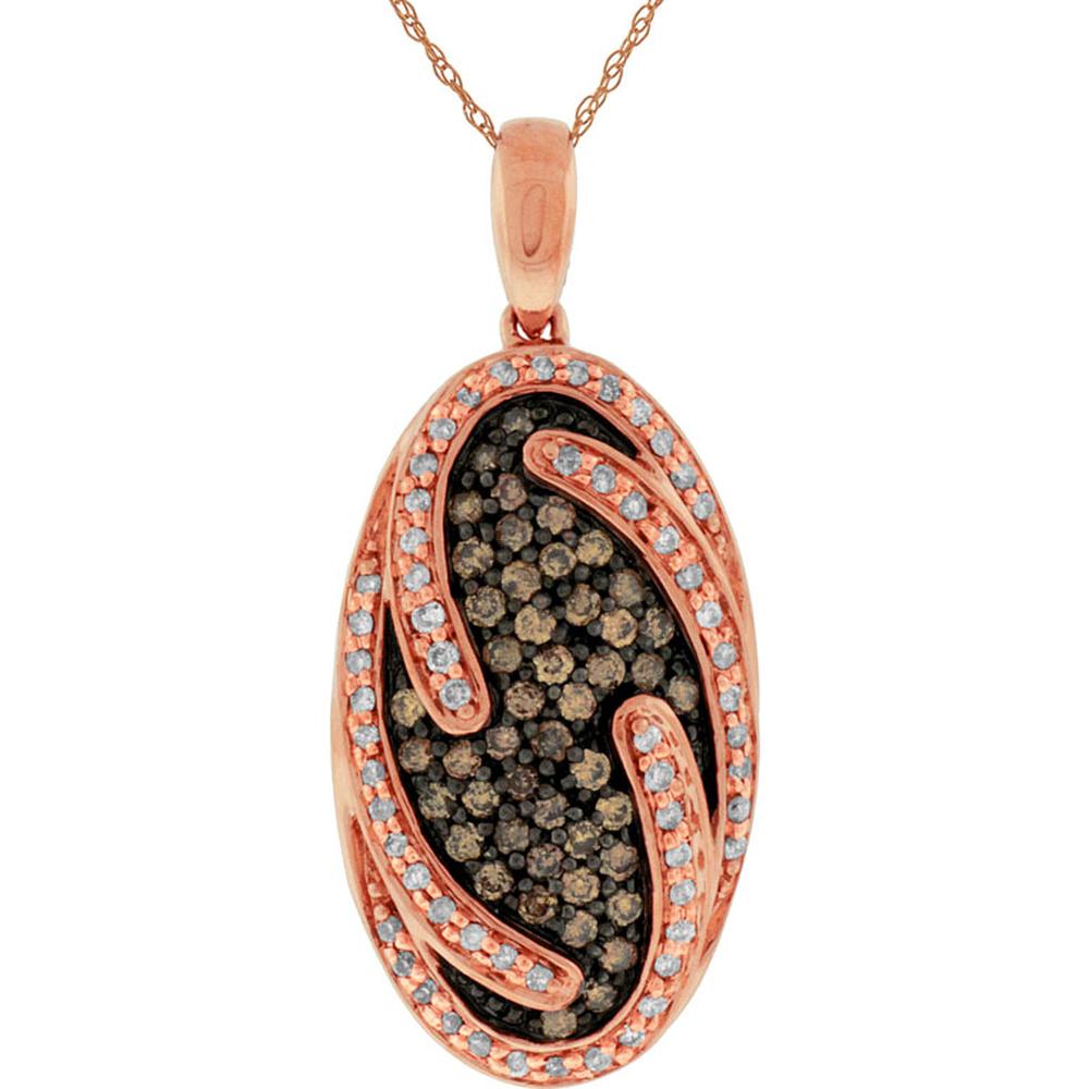 Royal 14K Rose Gold Diamond & Mocha Diamond Pendant - 0.75 Carat Total Diamond Weight