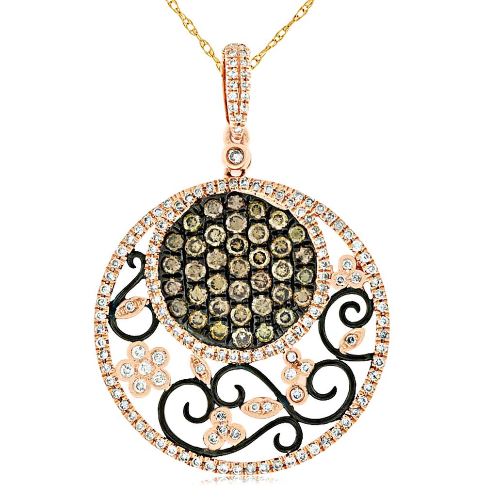 Royal 14K Rose Gold Diamond & Mocha Diamond Pendant - 1.40 Carat Total Diamond Weight