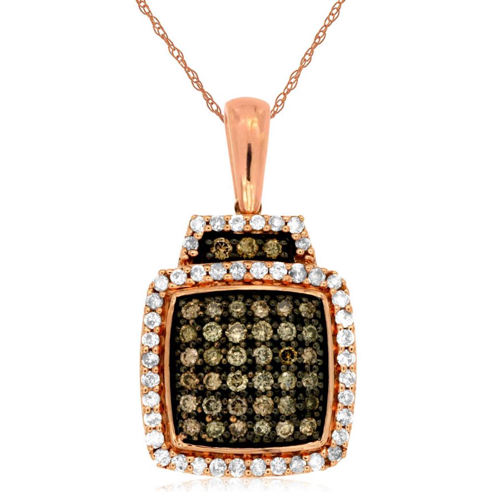 Royal 14K Rose Gold Diamond & Mocha Diamond Pendant - Elegant Necklace