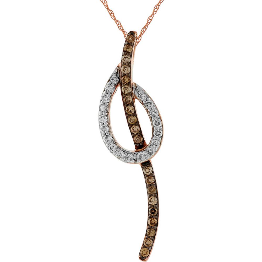 Royal 14K Rose Gold Diamond & Mocha Diamond Pendant - Timeless Elegance