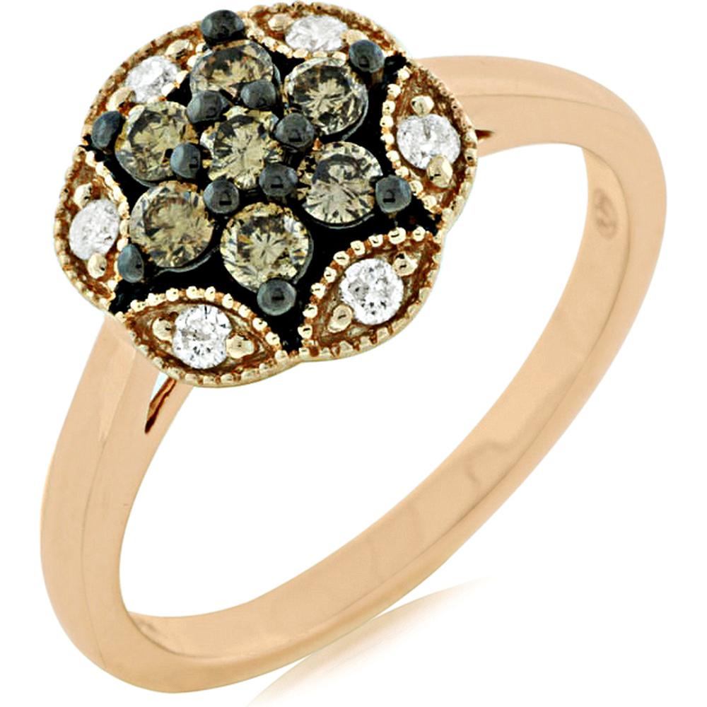Royal 14K Rose Gold Diamond & Mocha Diamond Ring - 0.12 Carat Center Diamond, 0.33 Carat Mocha Diamond
