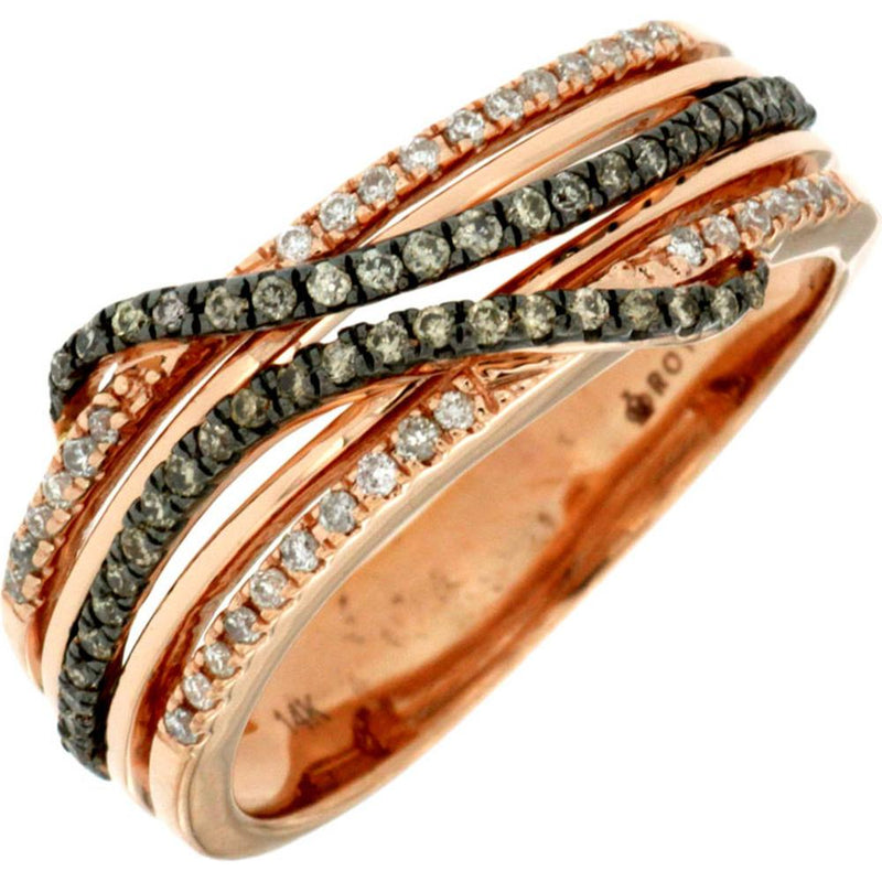 Royal 14K Rose Gold Diamond & Mocha Diamond Ring - 0.14 Carat Total Diamond Weight