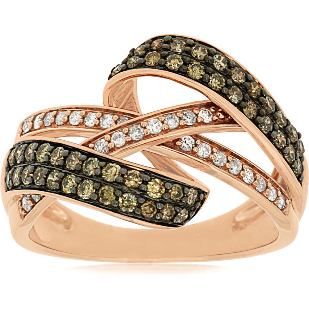 Royal 14K Rose Gold Diamond and Mocha Diamond Ring - 0.18 Carat Total Diamond Weight