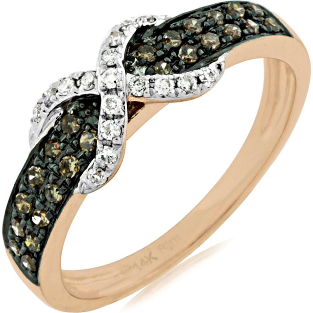 Royal 14K Rose Gold Diamond & Mocha Diamond Ring - 0.33 Carat Total Diamond Weight