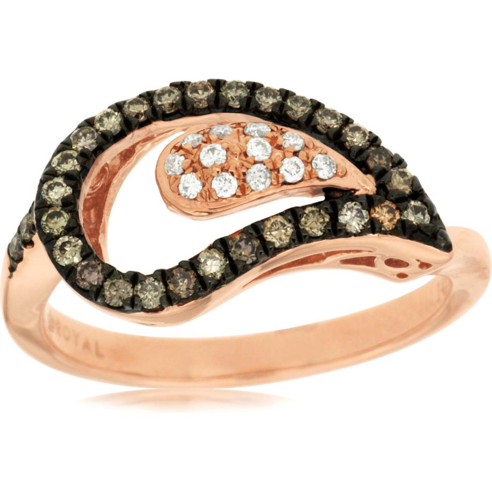 Royal 14K Rose Gold Diamond & Mocha Diamond Ring - 0.39 Carat Total Diamond Weight