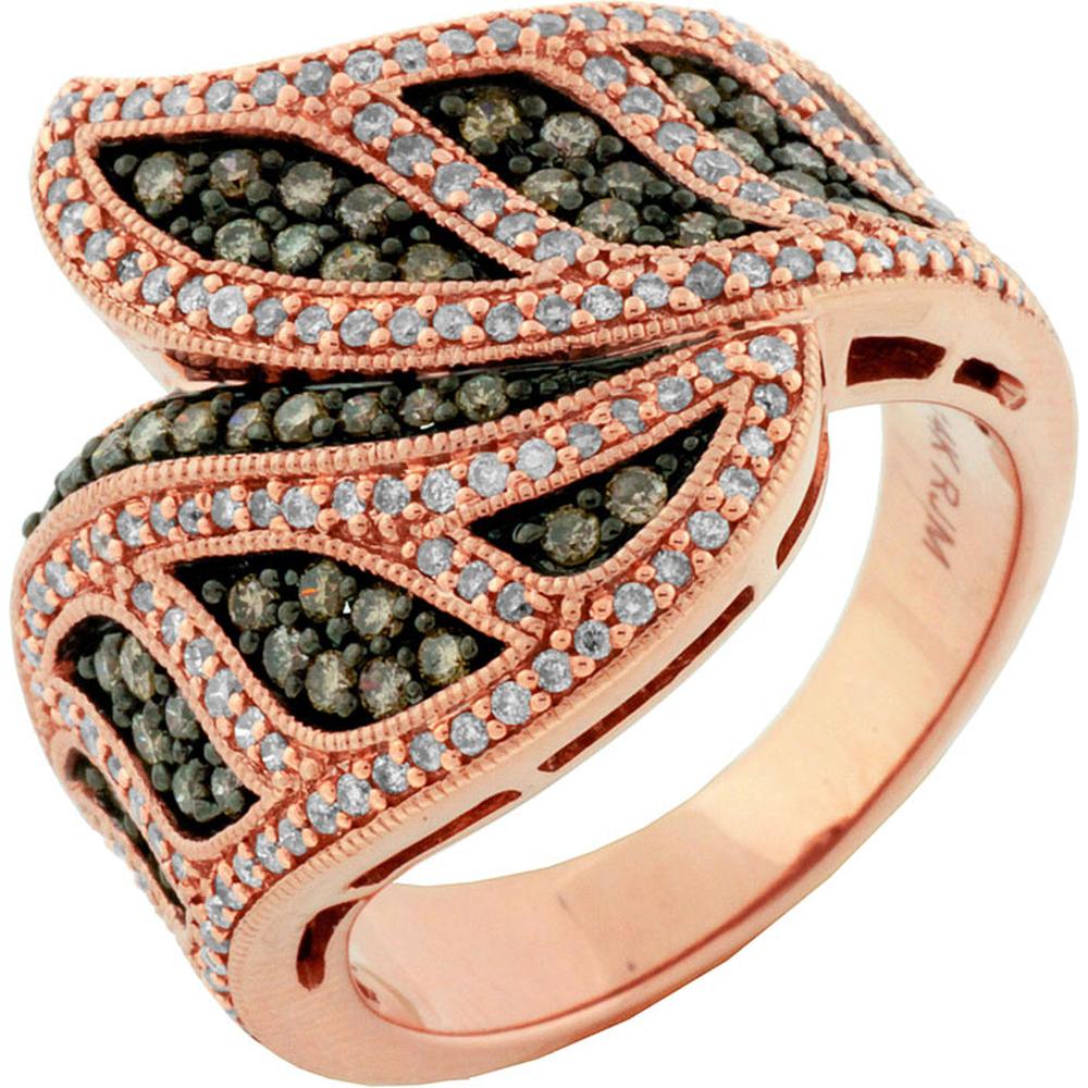 Royal 14K Rose Gold Diamond & Mocha Diamond Ring - 0.47 Carat Main Stone - 0.53 Carat Mocha Diamond - Unique Design