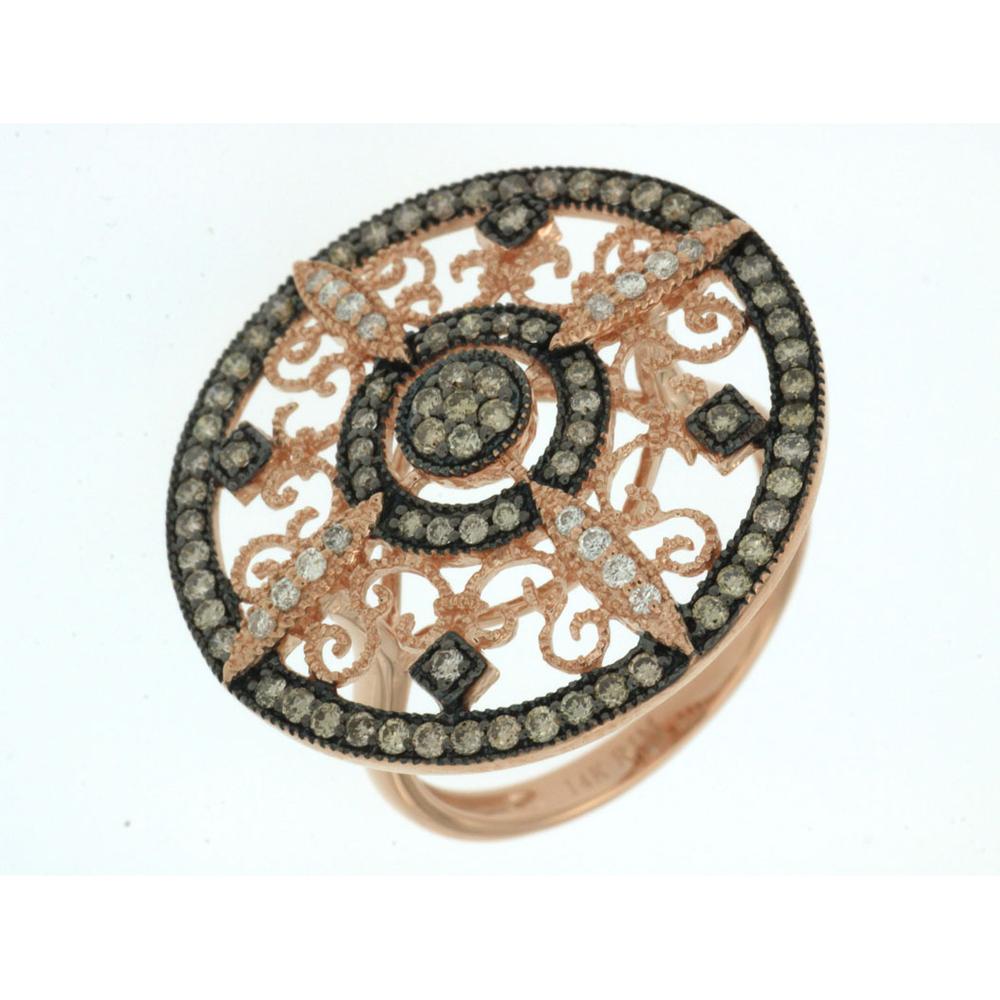 Royal 14K Rose Gold Diamond and Mocha Diamond Ring - 0.77 Carat Total Diamond Weight