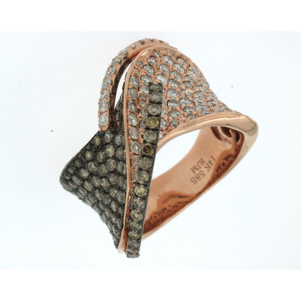 Royal 14K Rose Gold Diamond & Mocha Diamond Ring - 1.38 Carat Main Stone, 1.55 Carat Total Diamond Weight