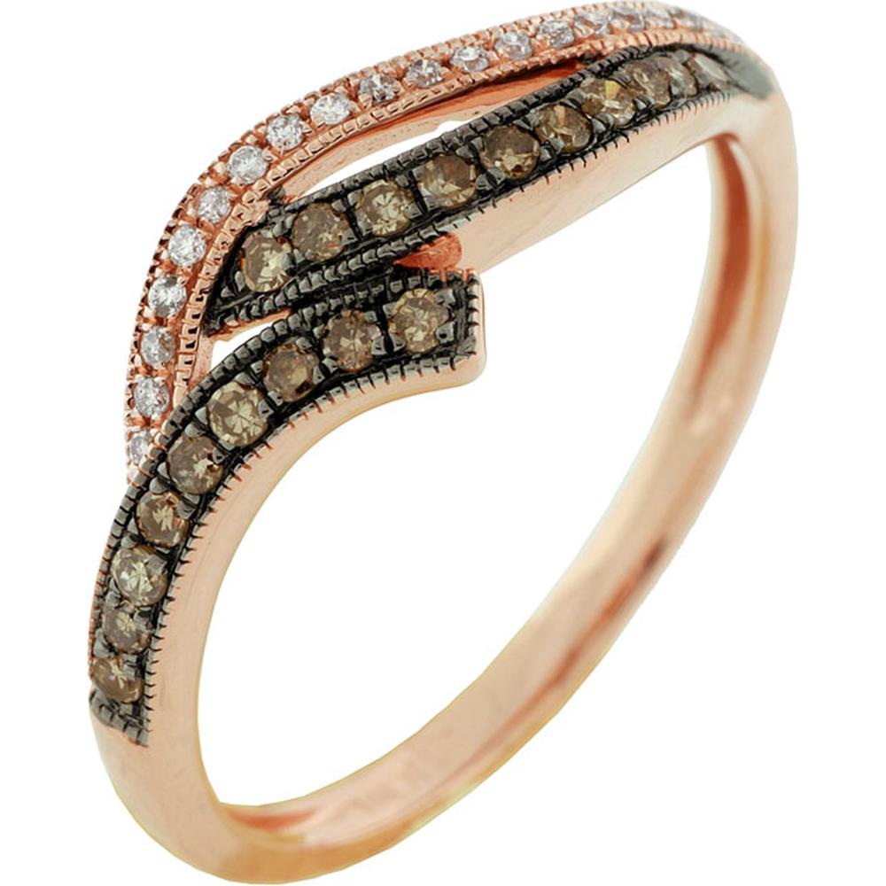 Royal 14K Rose Gold Diamond & Mocha Diamond Ring - Elegant Beauty