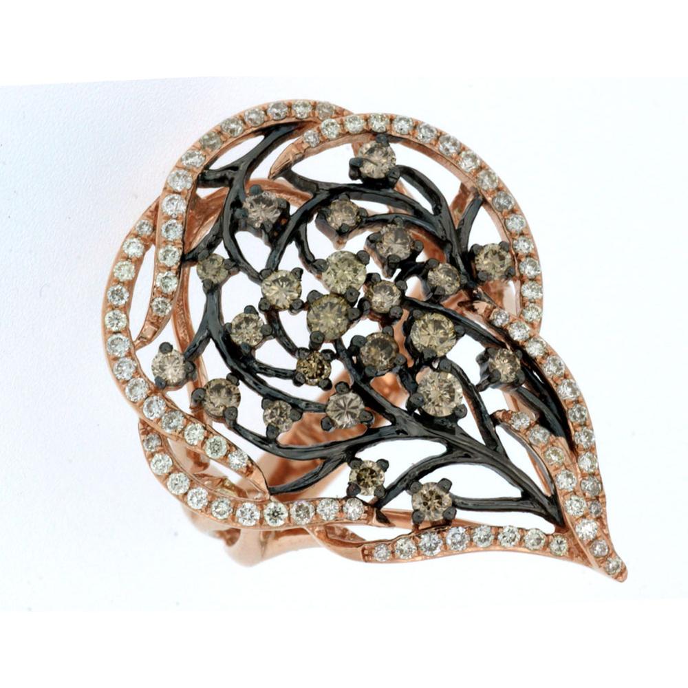 Royal 14K Rose Gold Diamond and Mocha Diamond Ring - Elegant Bliss