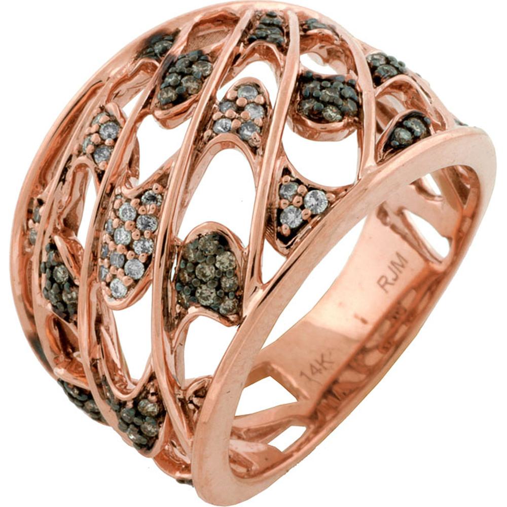Royal 14K Rose Gold Diamond & Mocha Diamond Ring - Exquisite Feminine Elegance
