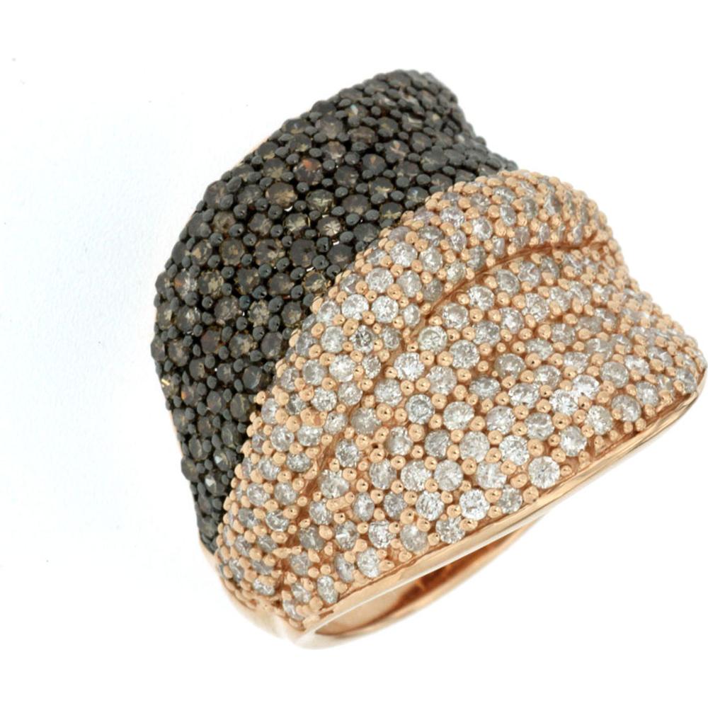 Royal 14K Rose Gold Diamond & Mocha Diamond Ring - Timeless Elegance in Rose Gold