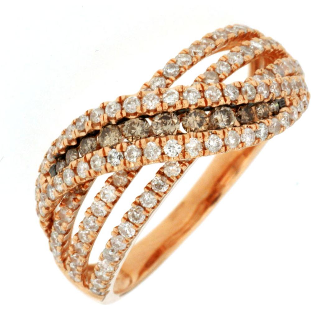 Royal 14K Rose Gold Diamond & Mocha Diamond Ring - Timeless Elegance in Unique Design