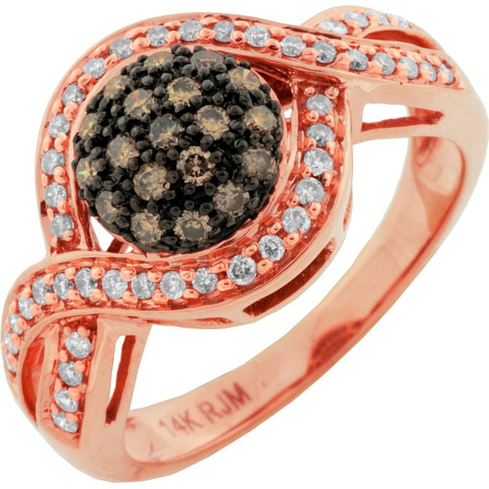 Royal 14K Rose Gold Diamond & Mocha Diamond Ring - Timeless Elegance