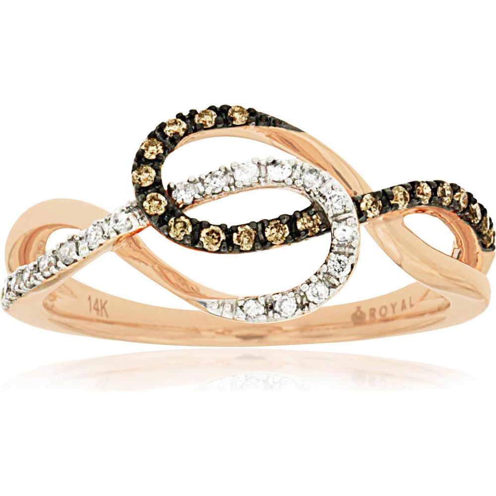 Royal 14K Rose Gold Diamond & Mocha Diamond Ring - Timeless Elegance
