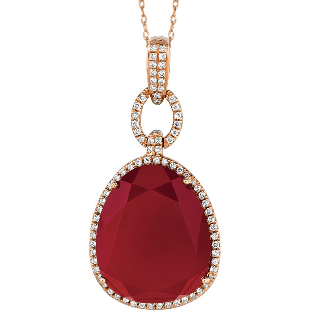 Royal 14K Rose Gold Diamond & Red Agate Pendant - Radiant Elegance