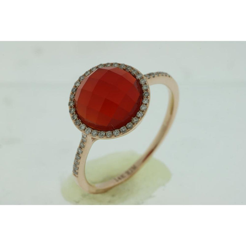 Royal 14K Rose Gold Diamond & Red Agate Ring - 0.15 Carat Total Diamond Weight