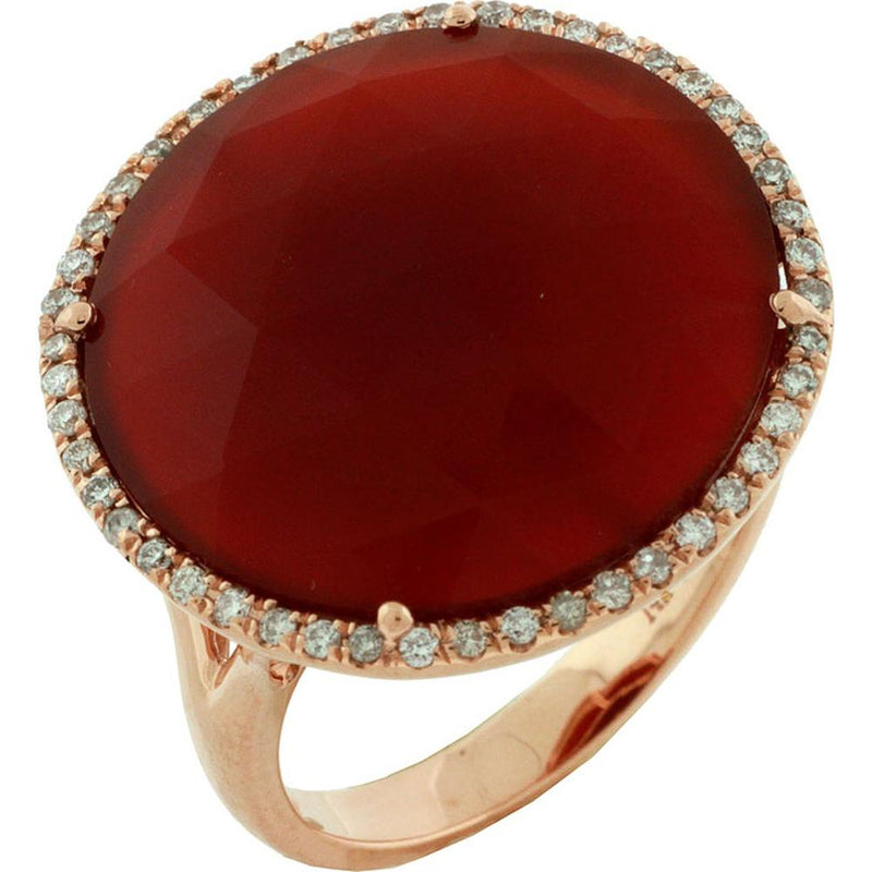 Royal 14K Rose Gold Diamond & Red Agate Ring - 0.25 Carat Total Gem Weight