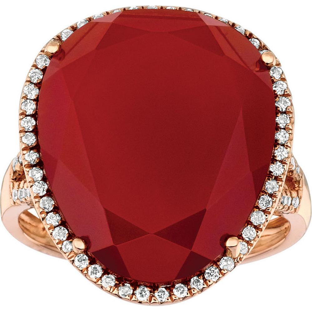 Royal 14K Rose Gold Diamond and Red Agate Ring - Timeless Elegance