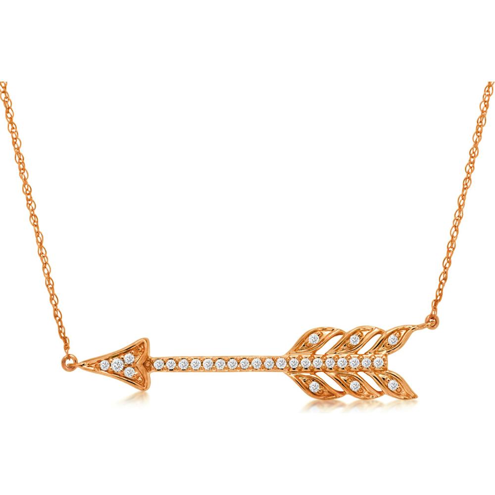 Royal 14K Rose Gold Diamond Arrow Pendant with 0.10 Carat Total Diamond Weight