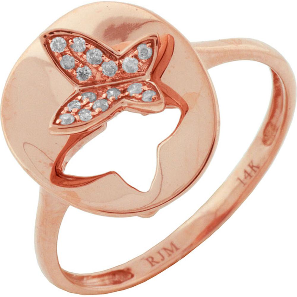 Royal 14K Rose Gold Diamond Butterfly Ring - Enchanting Feminine Beauty