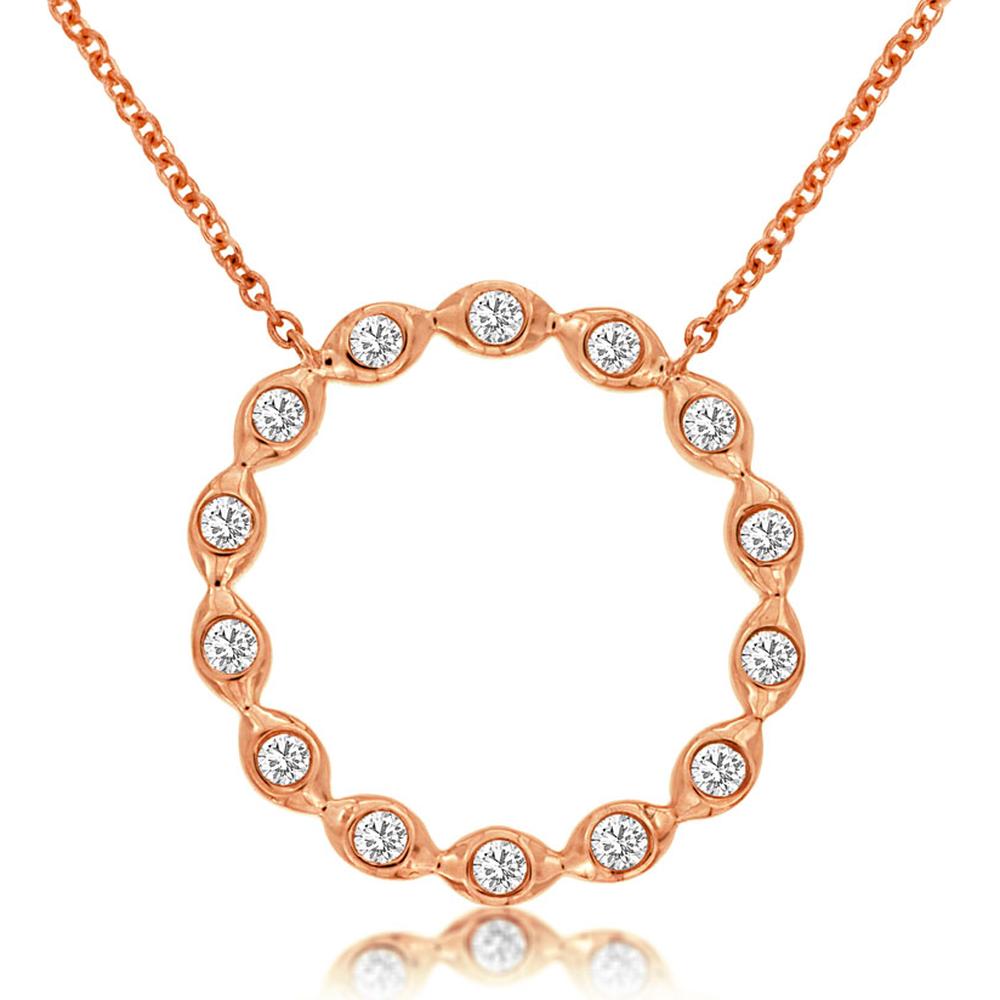 Royal 14K Rose Gold Diamond Circle Necklace - 0.25 Carat Total Diamond Weight