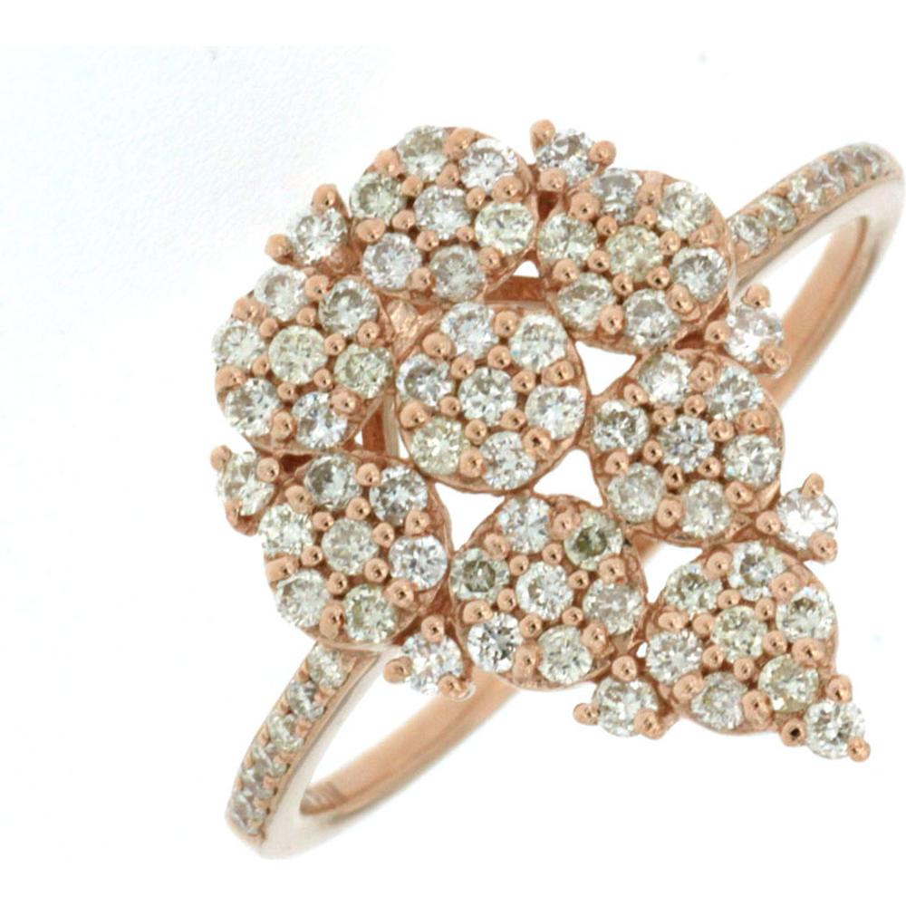 Royal 14K Rose Gold Diamond Cluster Floral Ring - 0.60 Carats Total Diamond Weight