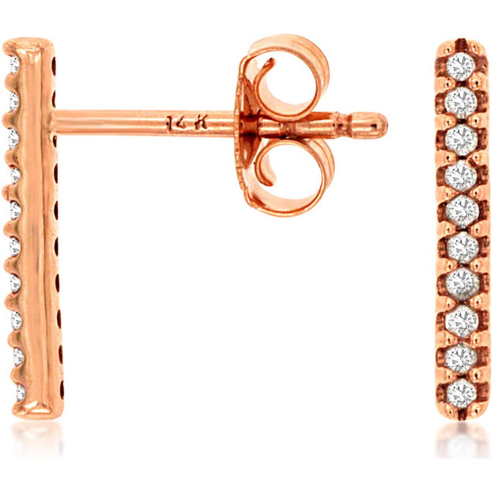 Royal 14K Rose Gold Diamond Earrings - 0.10 Carat Total Diamond Weight