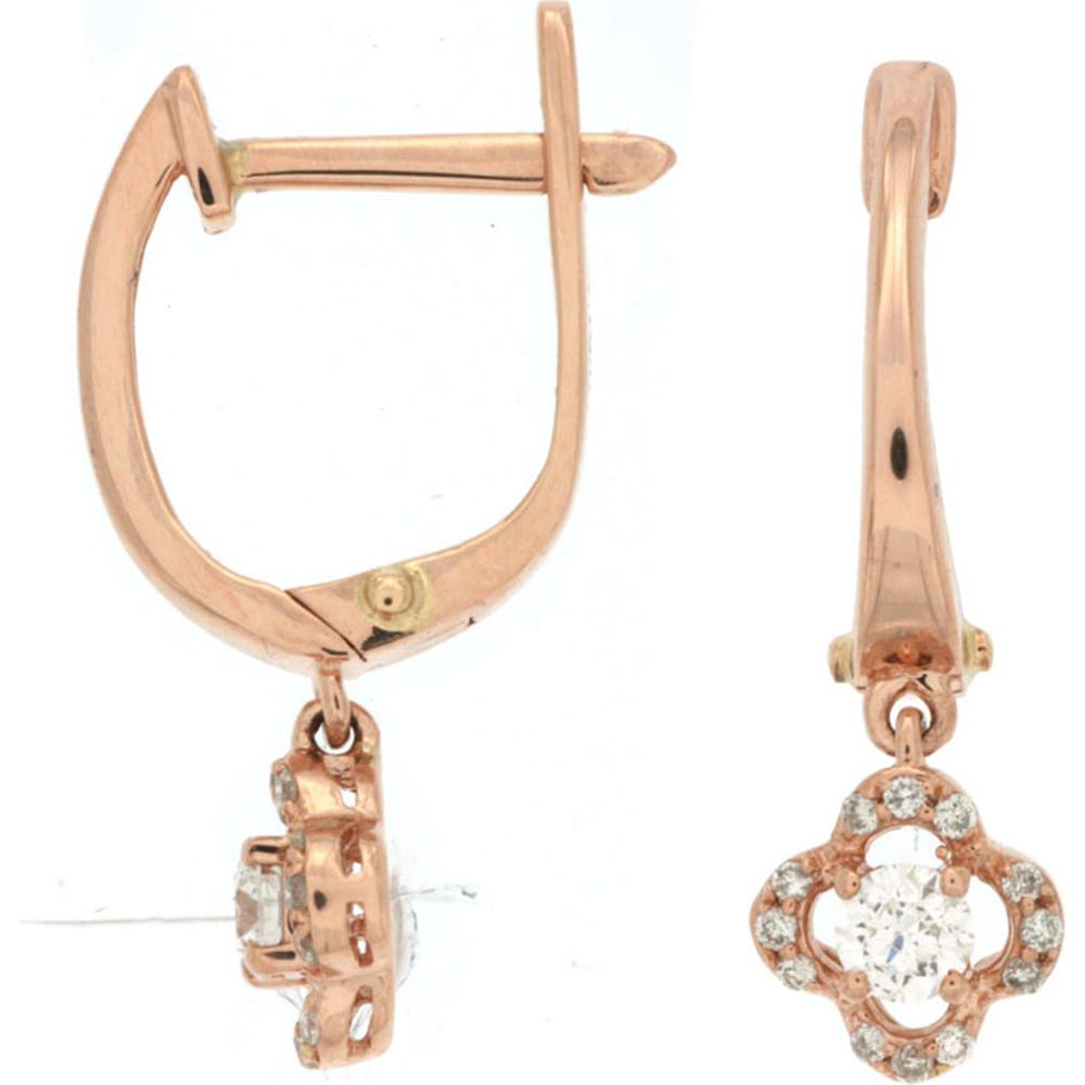 Royal 14K Rose Gold Diamond Earrings - 0.24 Carat Total Diamond Weight