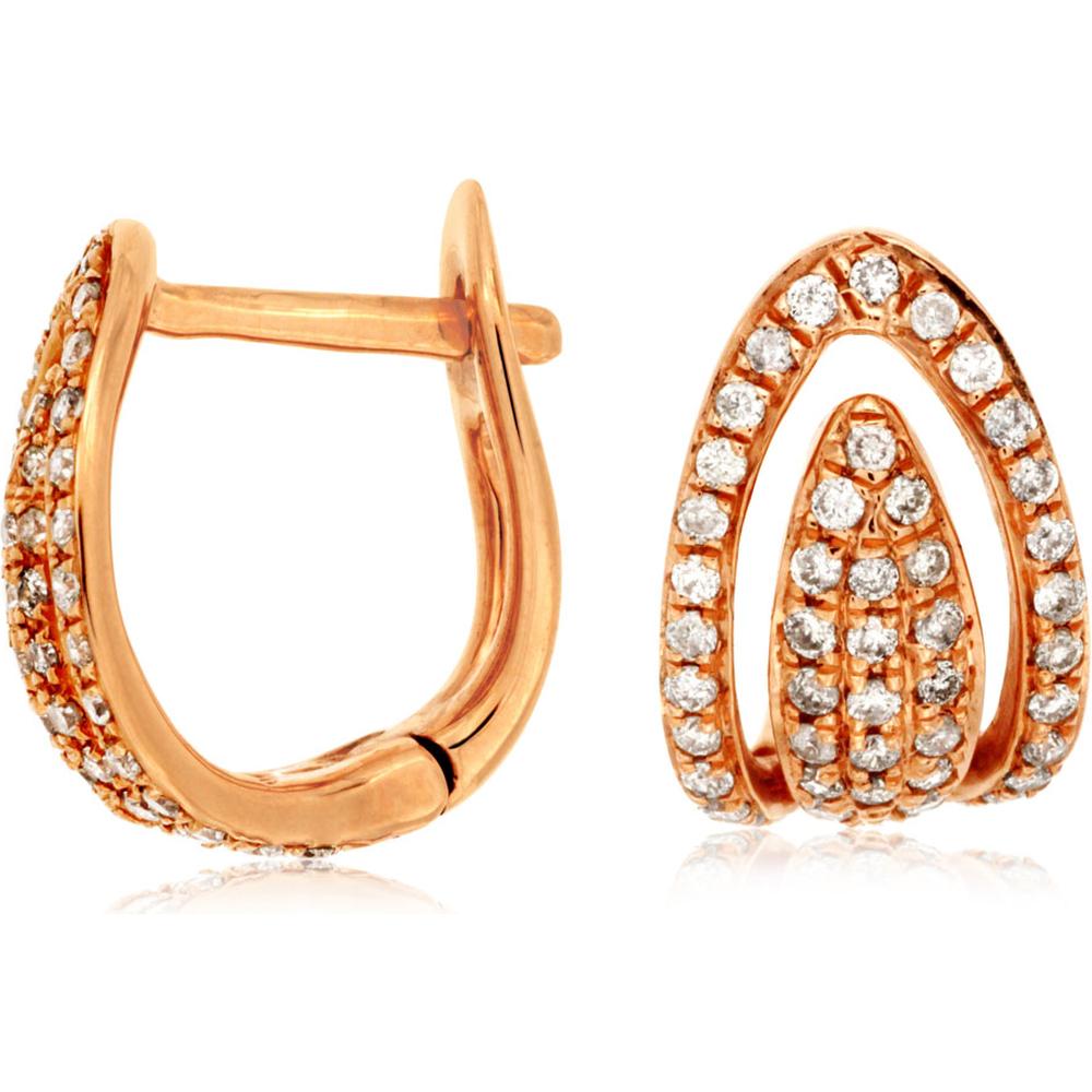 Royal 14K Rose Gold Diamond Earrings - 0.43 Carat Total Diamond Weight