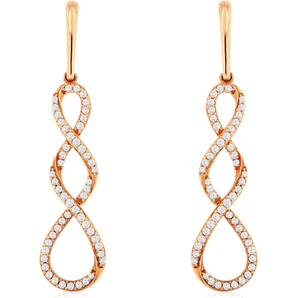 Royal 14K Rose Gold Diamond Earrings - 0.50 Carat Total Diamond Weight
